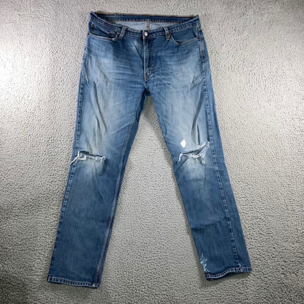 Levi 511 Slim Fit Jeans Mens 38x34 Blue Distressed Paint Splatter Fit 38x32